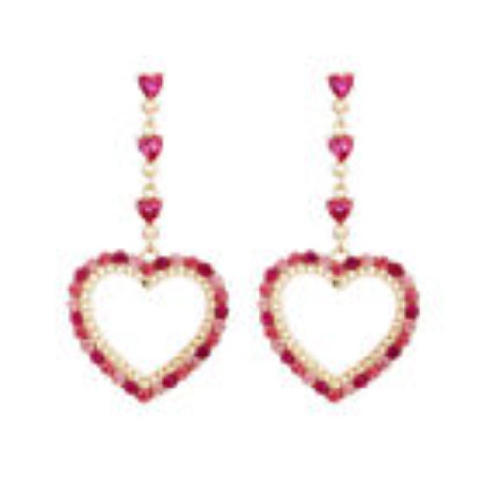 Gorgeous Betsey Johnson Heart Drop Earrings - Picture 3 of 3
